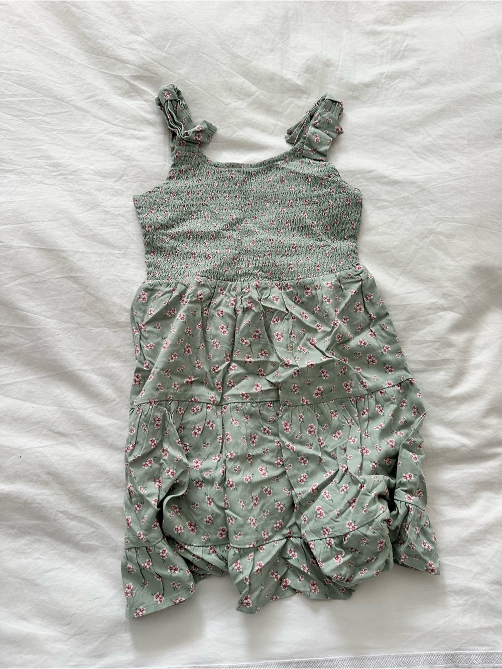 The Children's Place Sage Green Floral Smocked Sundress